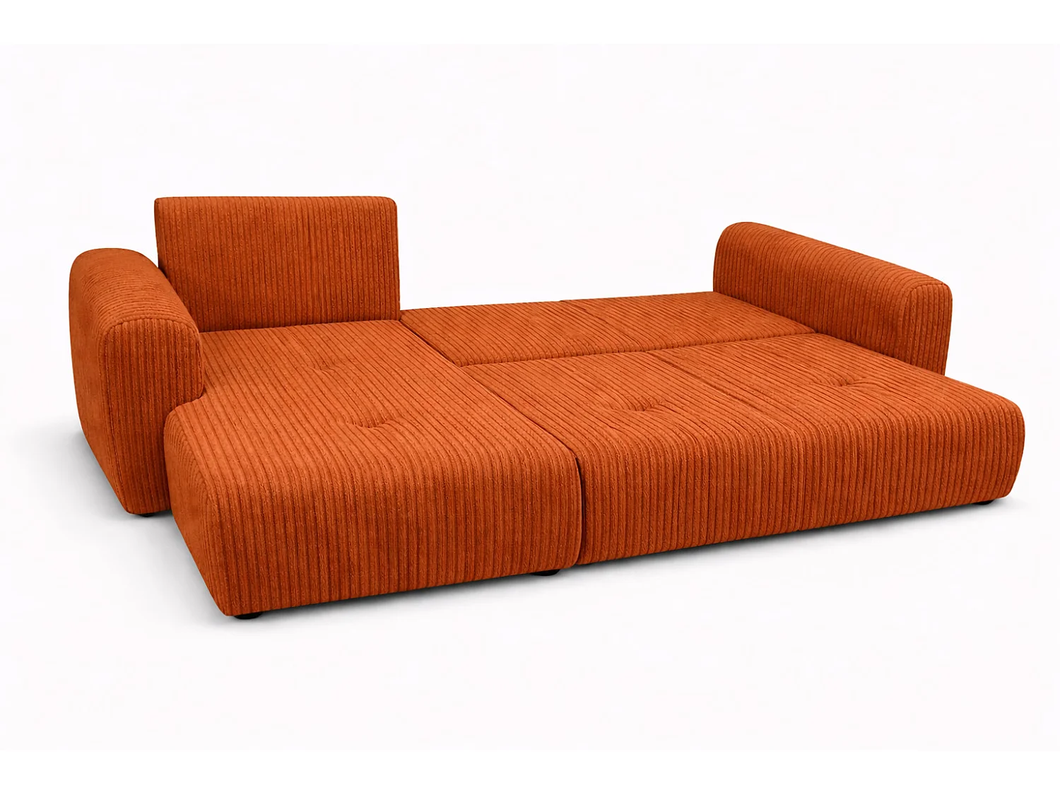 Narożnik w kształcie L z funkcją spania i pojemnikiem Bingo L, tkanina sztruksowa Poso, Miedziany, Lewy