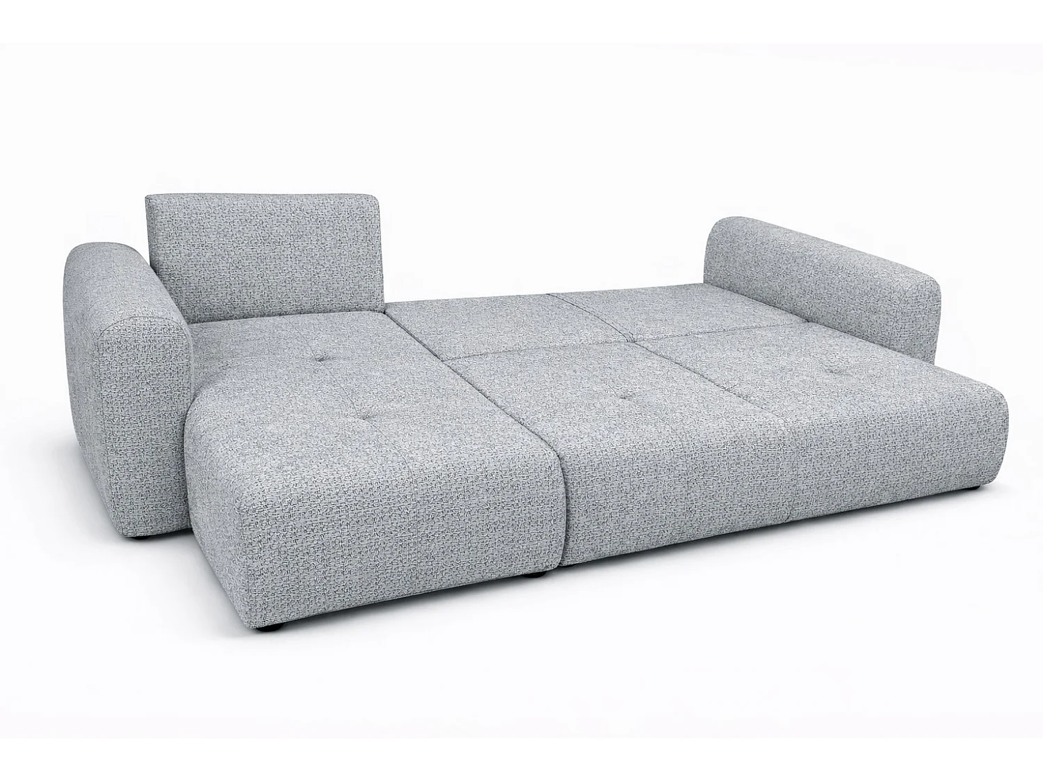 Divano angolare con funzione letto e contenitore, Divano a L Bingo L, tessuto chenille Artico, Cemento, Sinistra