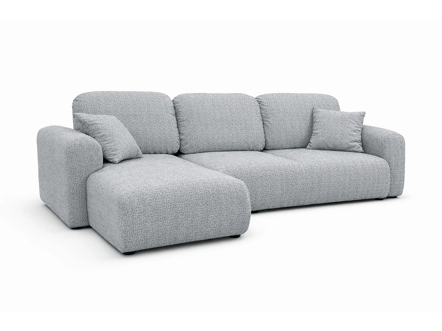 Divano angolare con funzione letto e contenitore, Divano a L Bingo L, tessuto chenille Artico, Cemento, Sinistra
