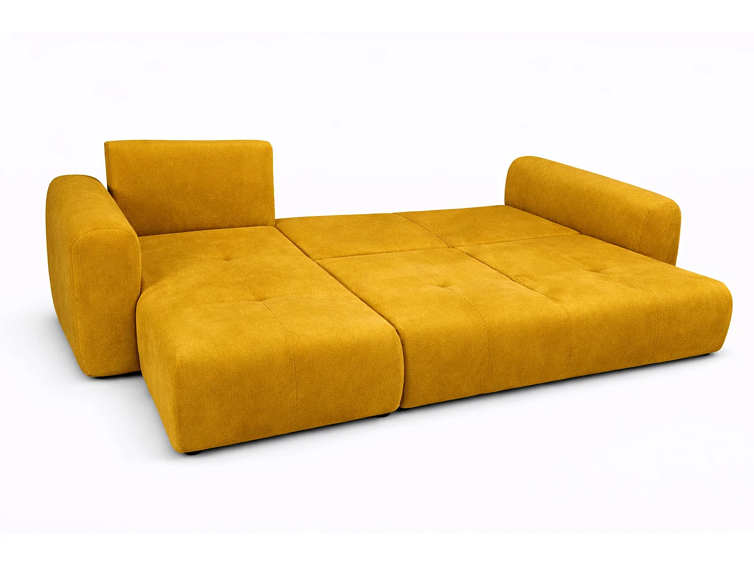 Narożnik w kształcie L z funkcją spania i pojemnikiem Bingo L, tkanina welurowa Salvador, Żółty, Lewy