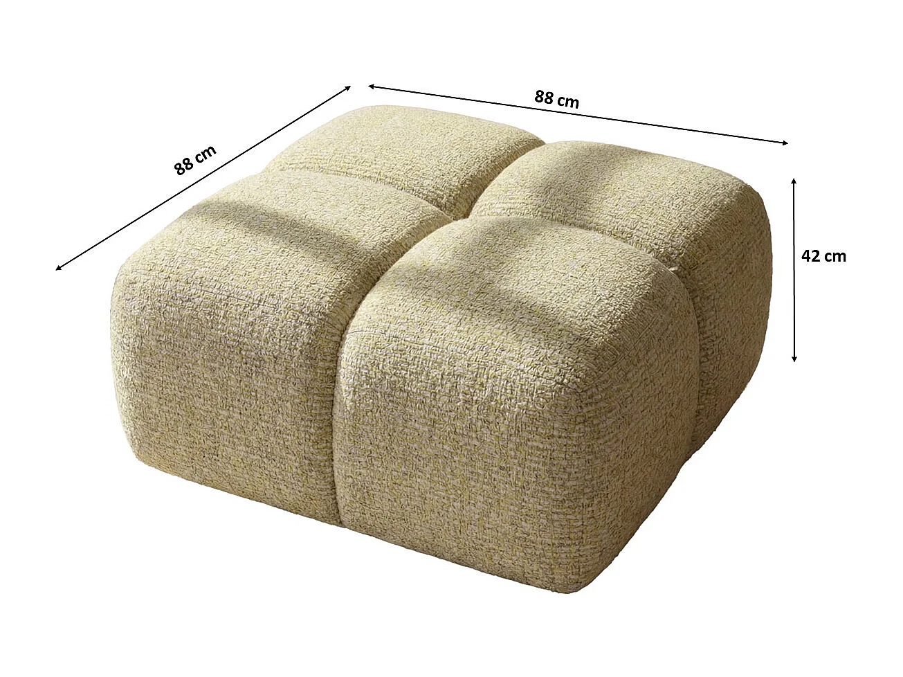 Hocker, Poef, Chenille stof Puente, Lichtgeel, Averro