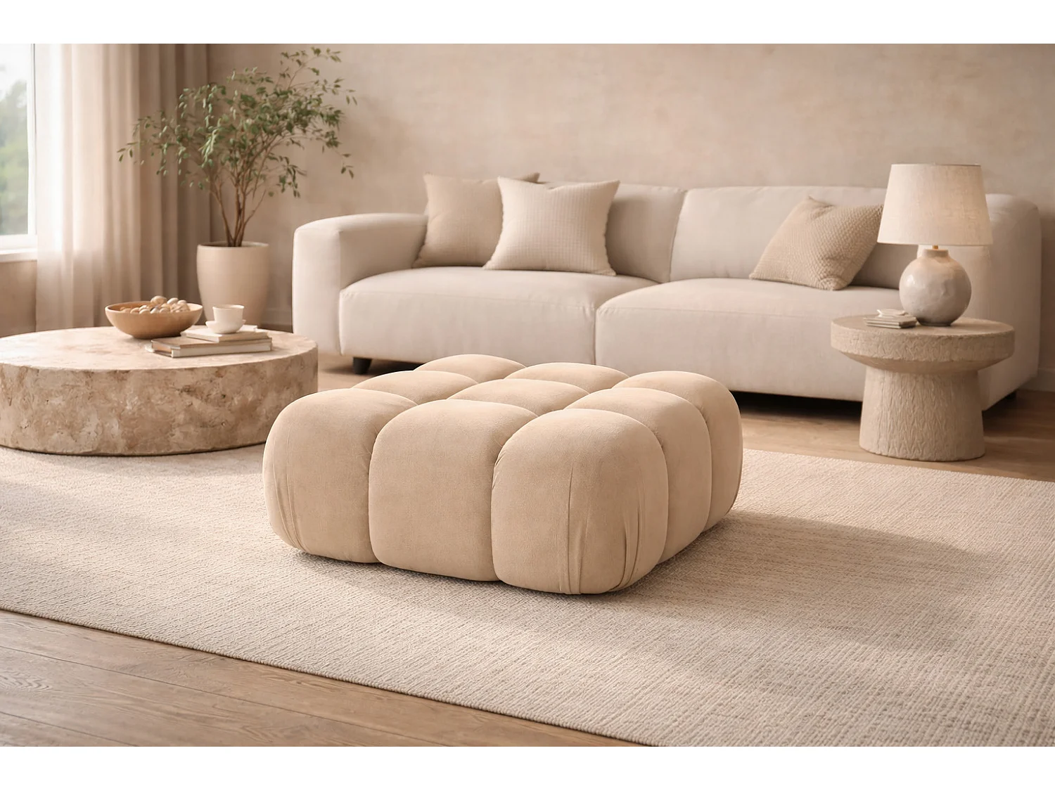 Modulaire poef, velours Salvador, Beige, Selia