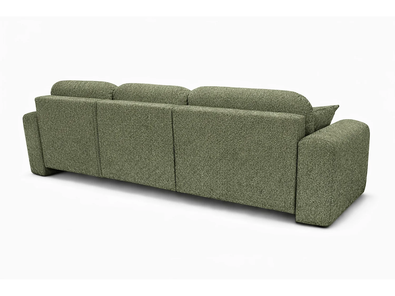 Divano angolare con funzione letto e contenitore, Divano a L Bingo L, tessuto chenille Artico, Muschio, Destra