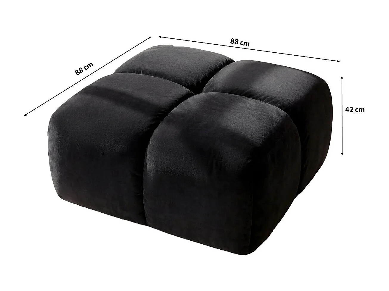 Pufa, podnóżek, tkanina welurowa Bluvel, Czarny, Averro