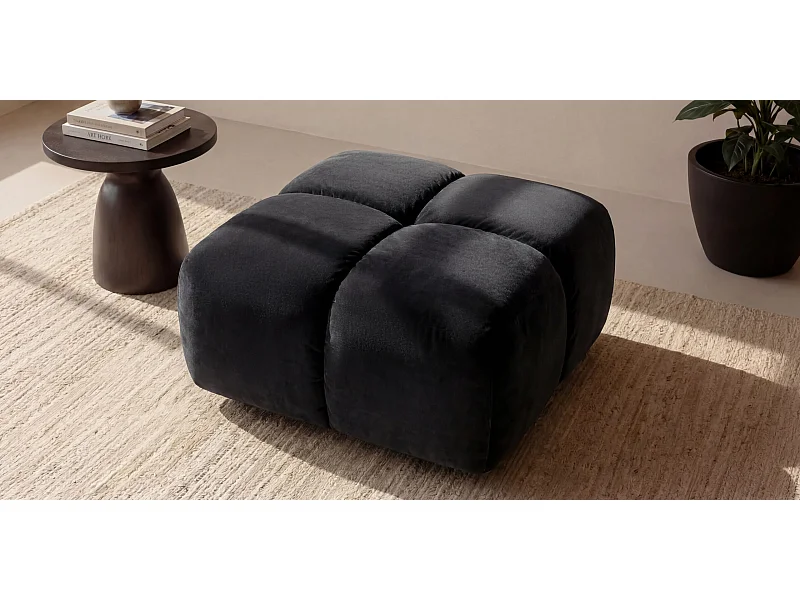 Pufa, podnóżek, tkanina welurowa Bluvel, Czarny, Averro
