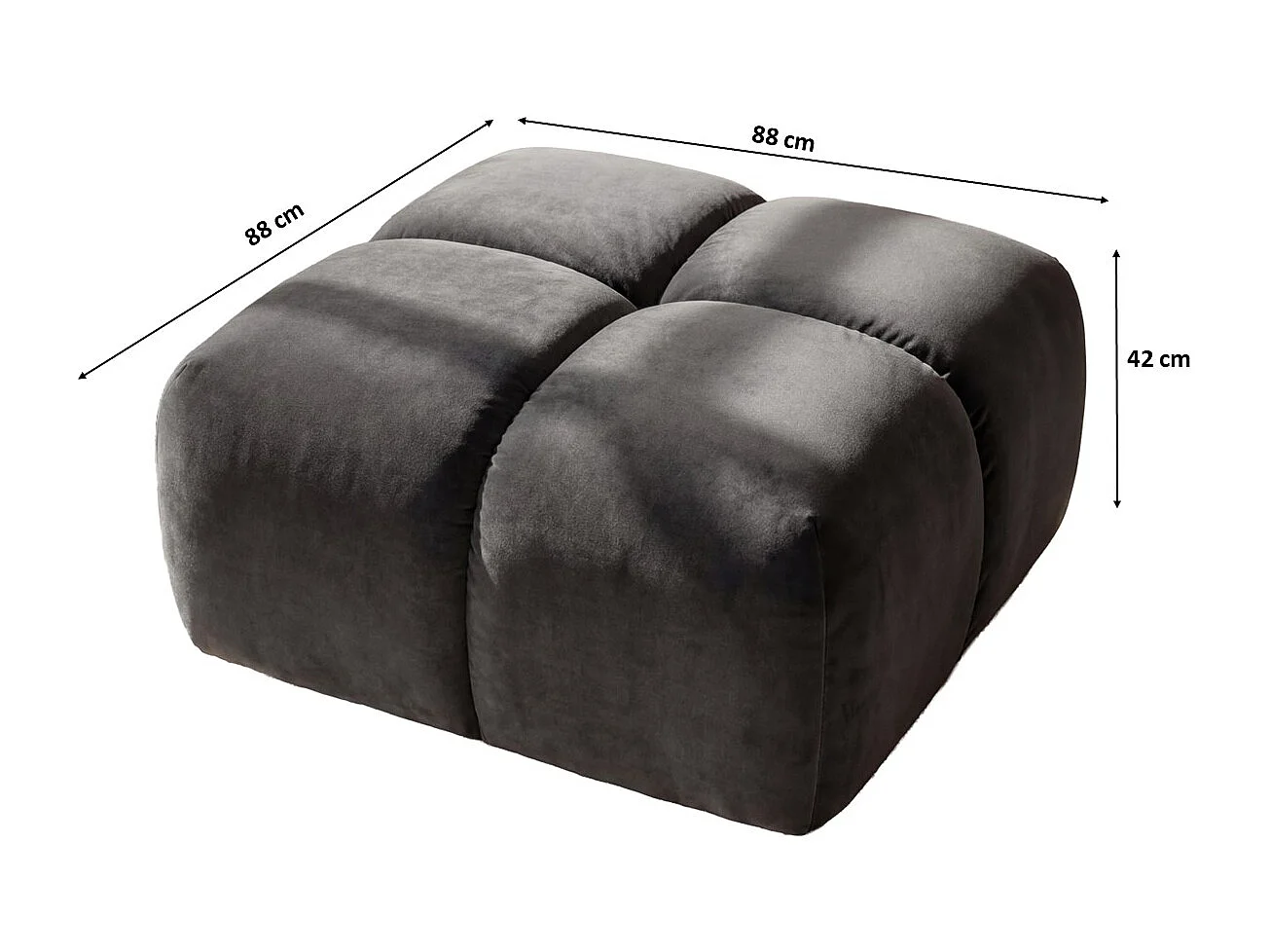 Pufa, podnóżek, tkanina welurowa Bluvel, Popielaty, Averro