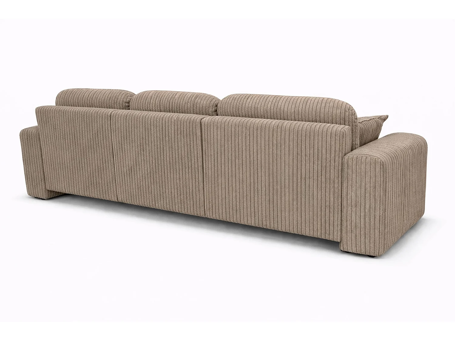 Narożnik w kształcie L z funkcją spania i pojemnikiem Bingo L, tkanina sztruksowa Poso, Ciemnobeżowy, Prawy