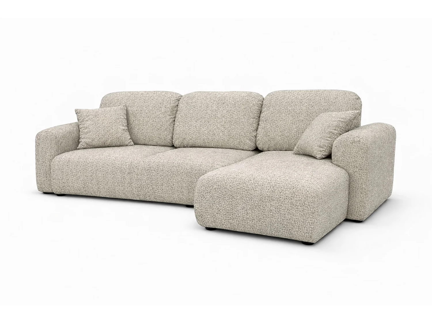 Divano angolare con funzione letto e contenitore, Divano a L Bingo L, tessuto chenille Artico, Nata, Destra