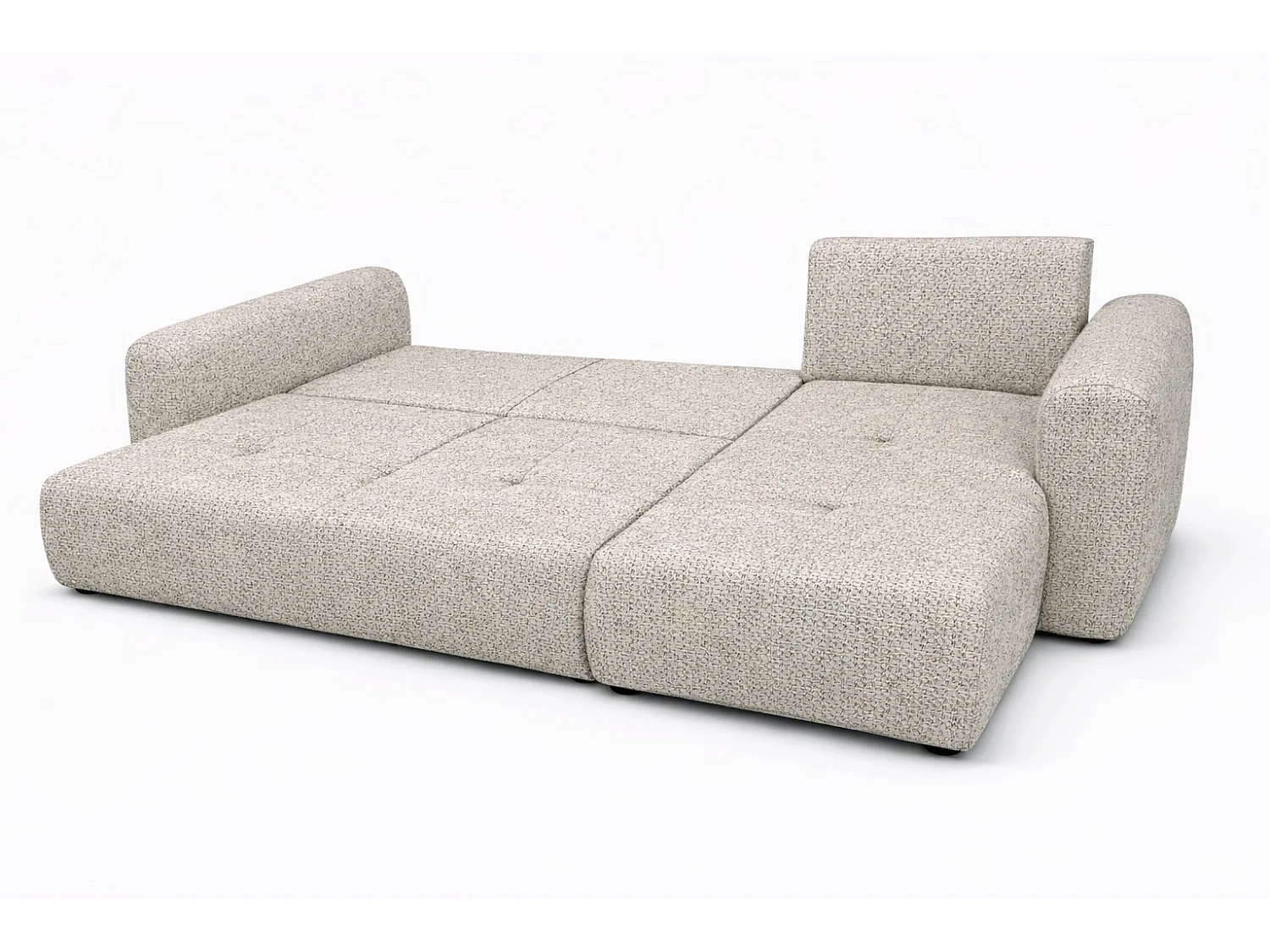 Divano angolare con funzione letto e contenitore, Divano a L Bingo L, tessuto chenille Artico, Nata, Destra