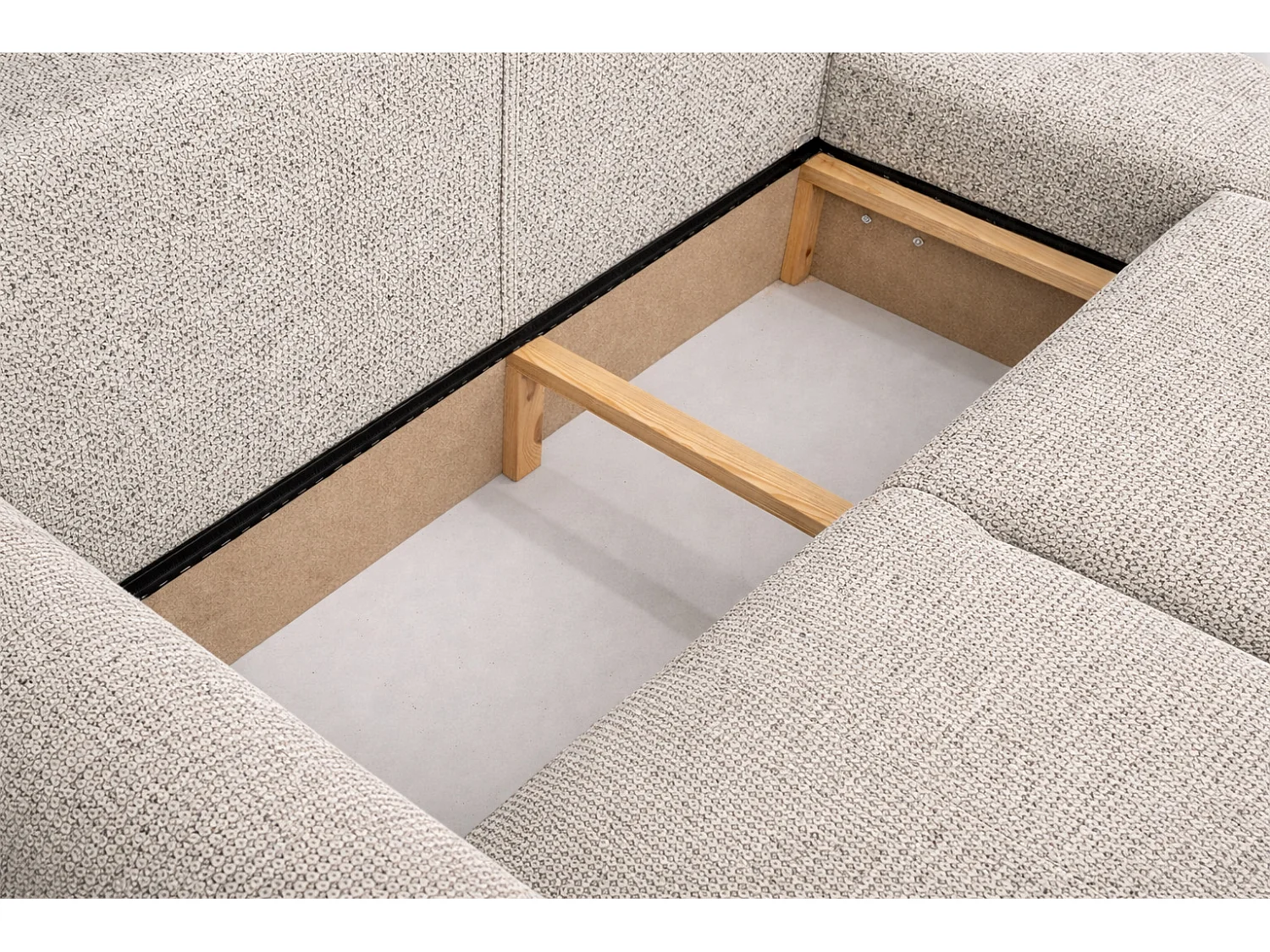 Divano angolare con funzione letto e contenitore, Divano a L Bingo L, tessuto chenille Artico, Nata, Destra