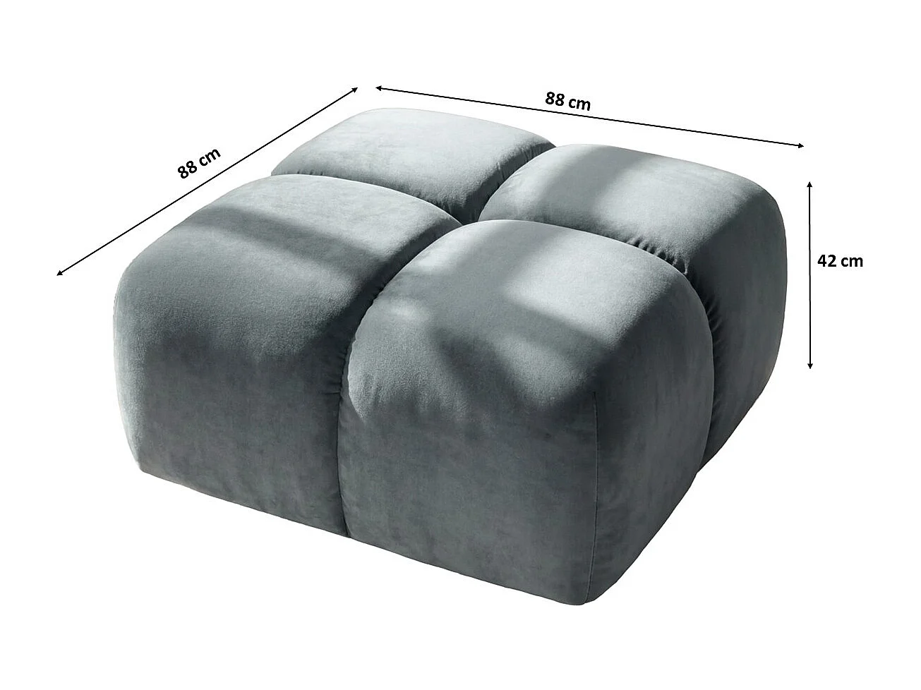 Pufa, podnóżek, tkanina welurowa Bluvel, Niebieskoszary, Averro
