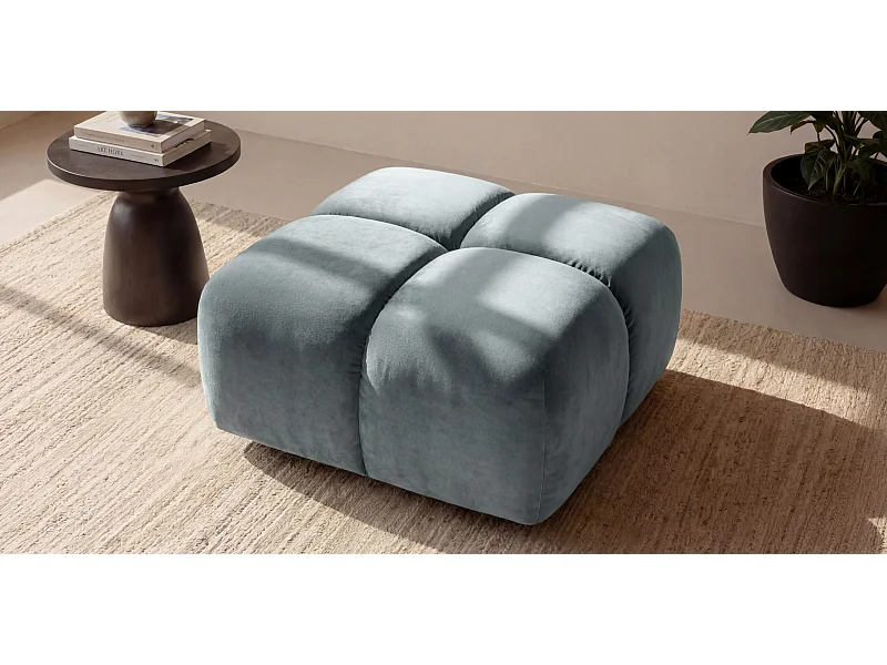Pufa, podnóżek, tkanina welurowa Bluvel, Niebieskoszary, Averro