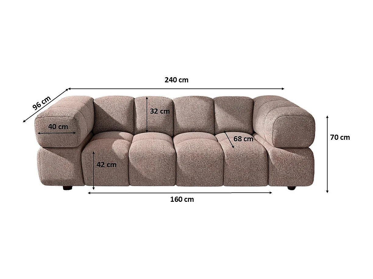 Bank 3-zits, Chenille stof Puente, Purper, Averro