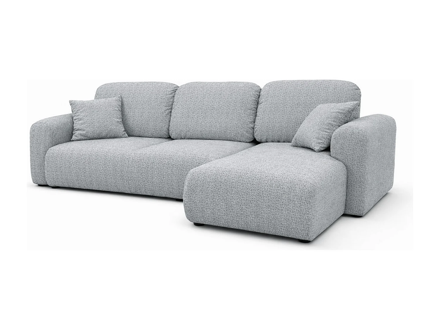 Divano angolare con funzione letto e contenitore, Divano a L Bingo L, tessuto chenille Artico, Cemento, Destra