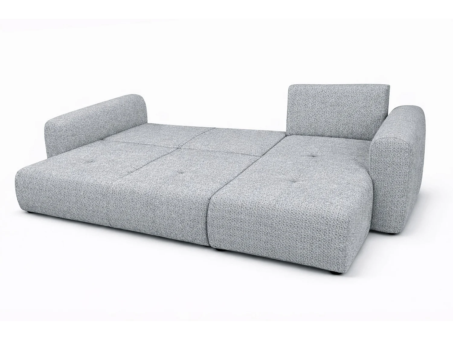 Divano angolare con funzione letto e contenitore, Divano a L Bingo L, tessuto chenille Artico, Cemento, Destra