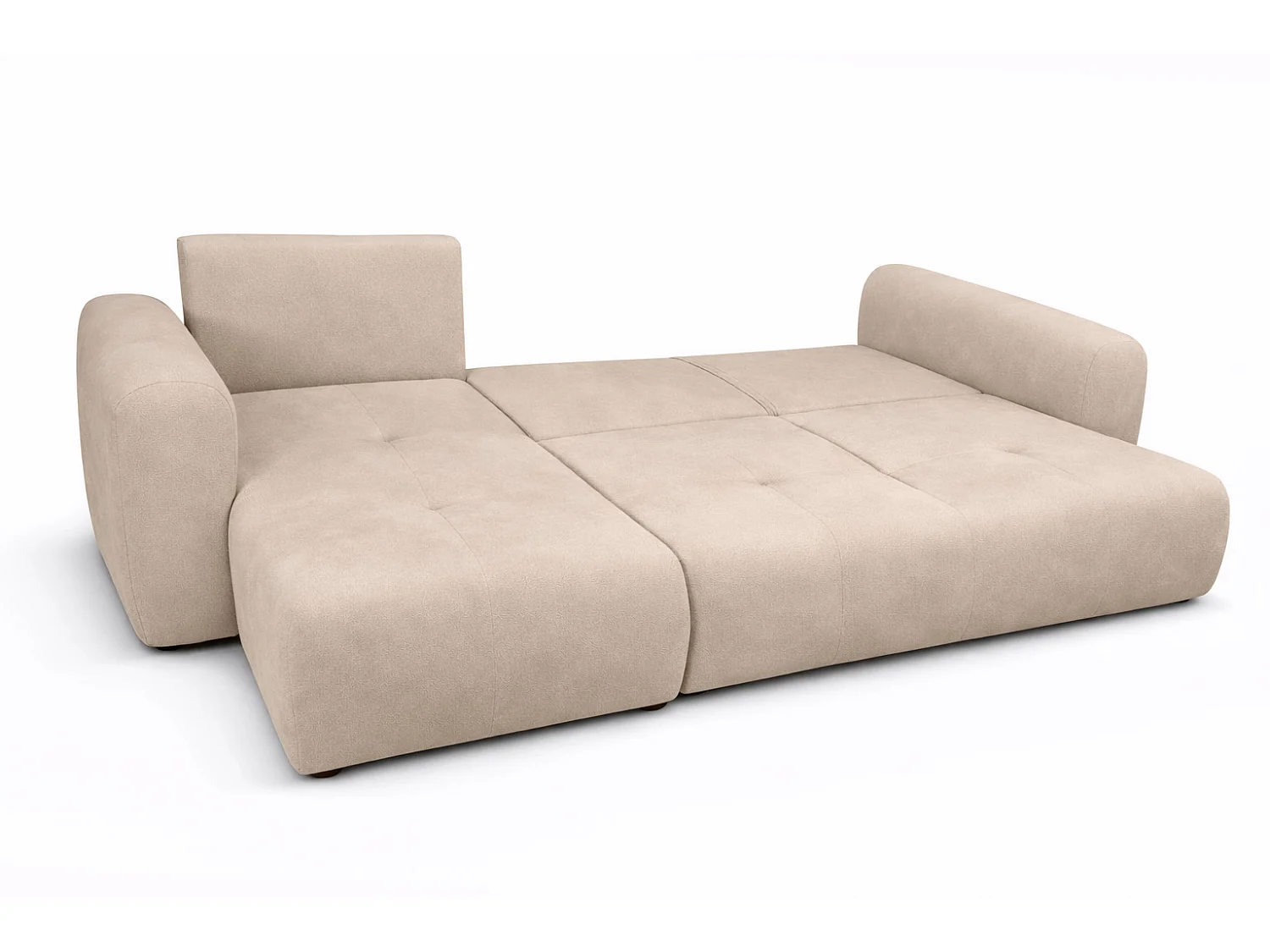 Narożnik w kształcie L z funkcją spania i pojemnikiem Bingo L, tkanina welurowa Salvador, Beżowy, Lewy