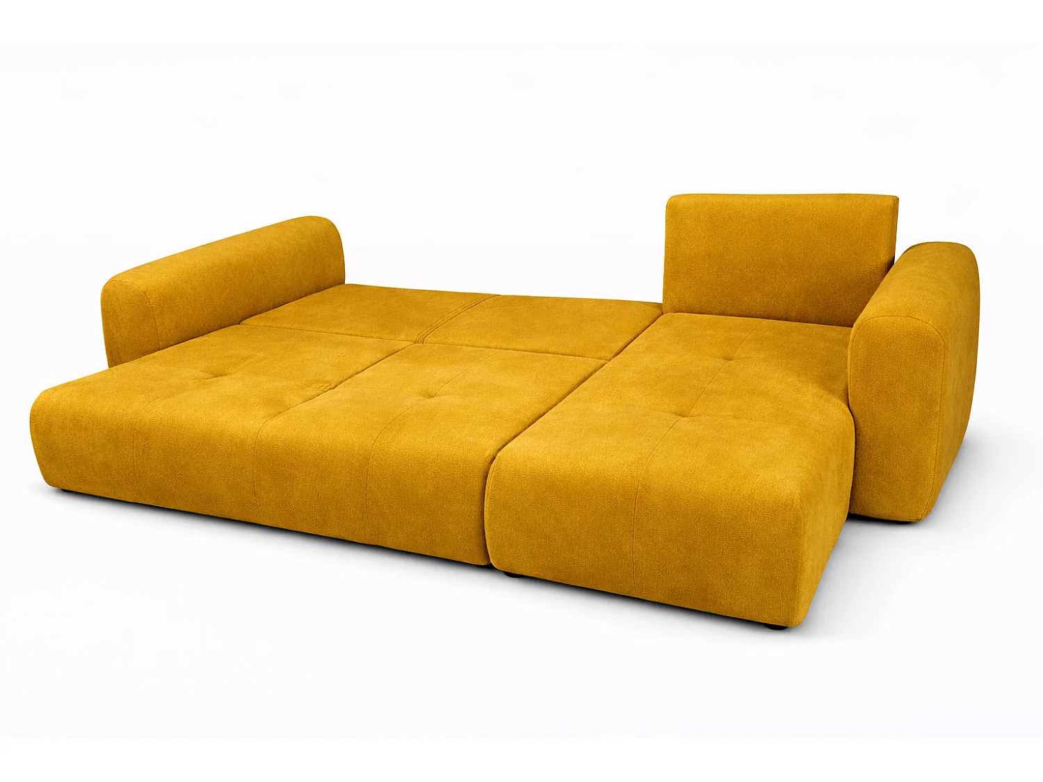 Narożnik w kształcie L z funkcją spania i pojemnikiem Bingo L, tkanina welurowa Salvador, Żółty, Prawy