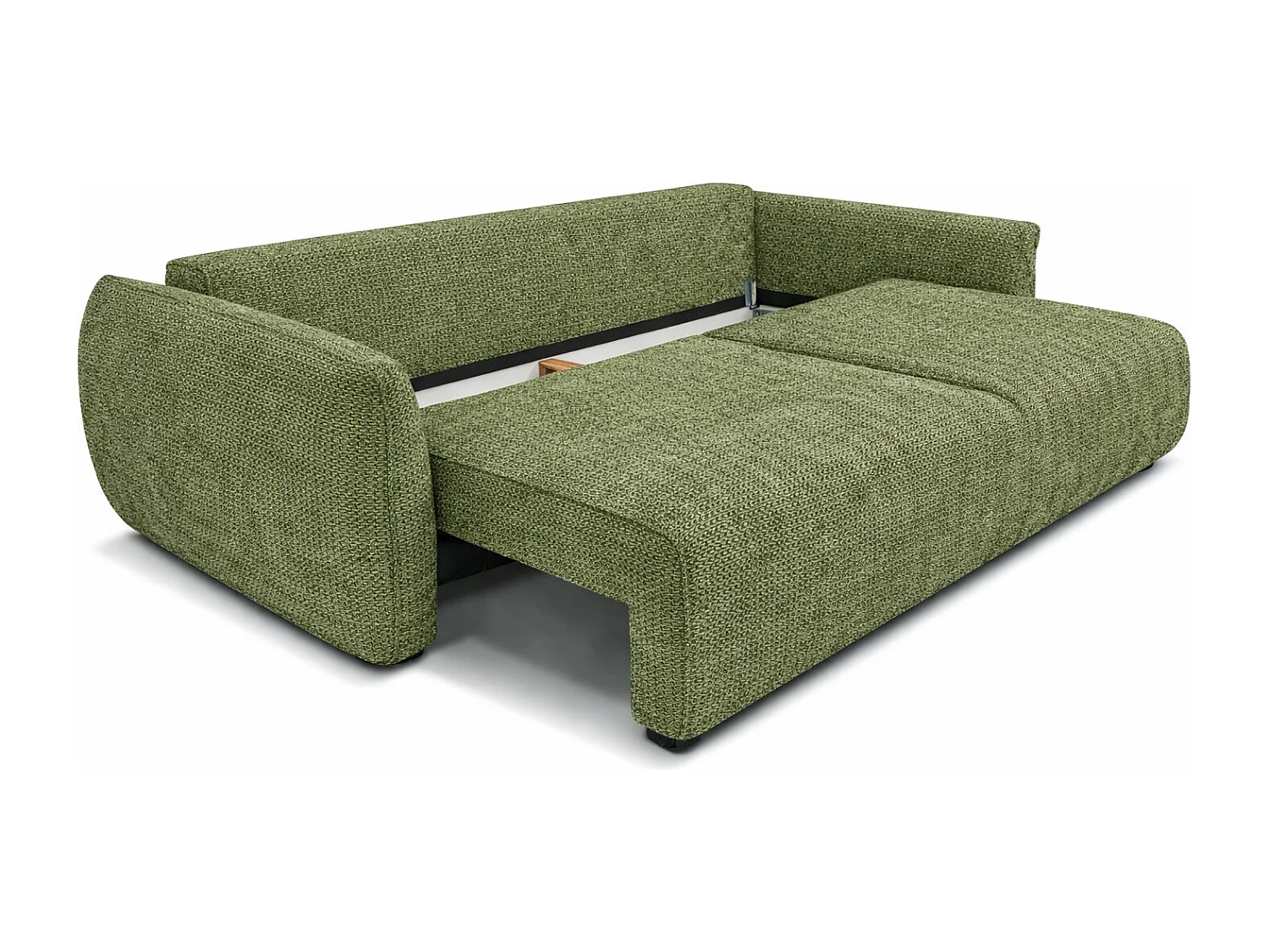 Sofa z funkcją spania i pojemnikiem, tkanina szenilowa Artico, Moss, Zephira