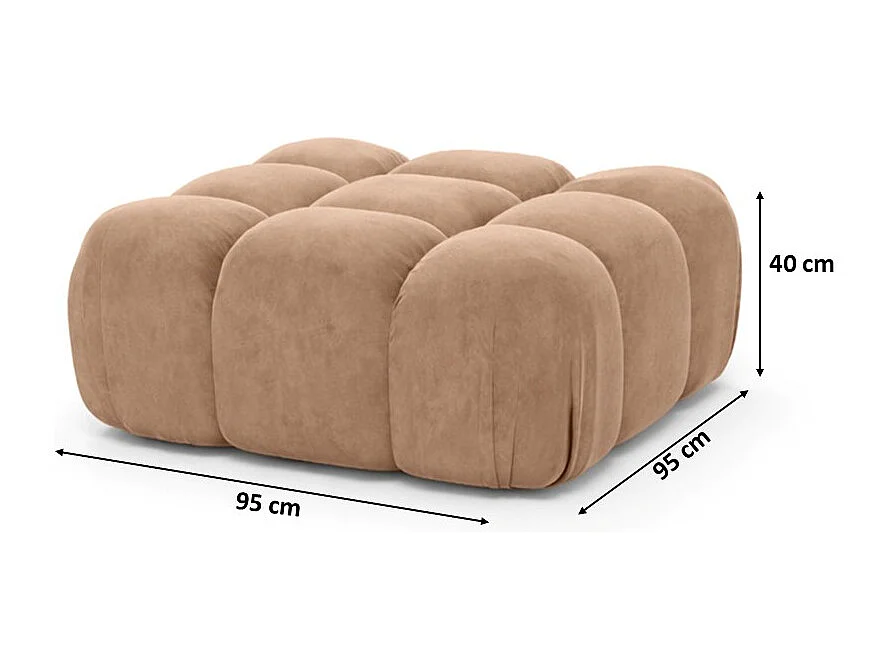 Modulaire poef, velours Salvador, Donkerbeige, Selia