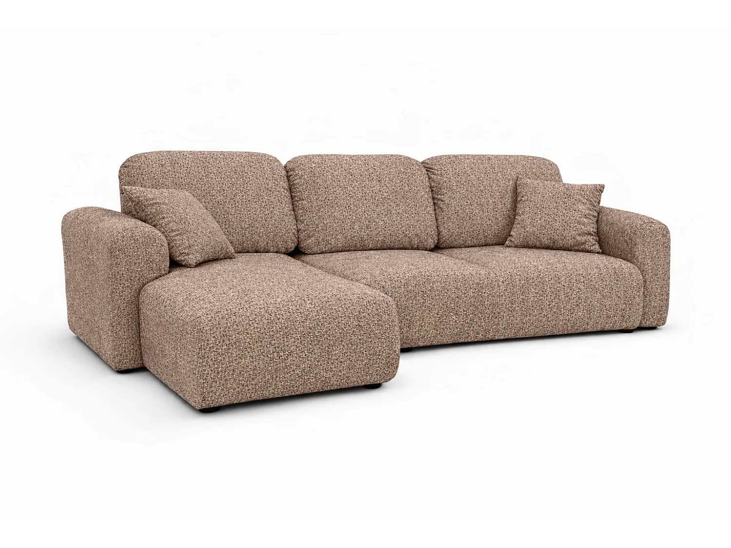 Divano angolare con funzione letto e contenitore, Divano a L Bingo L, tessuto chenille Artico, Beige, Sinistra