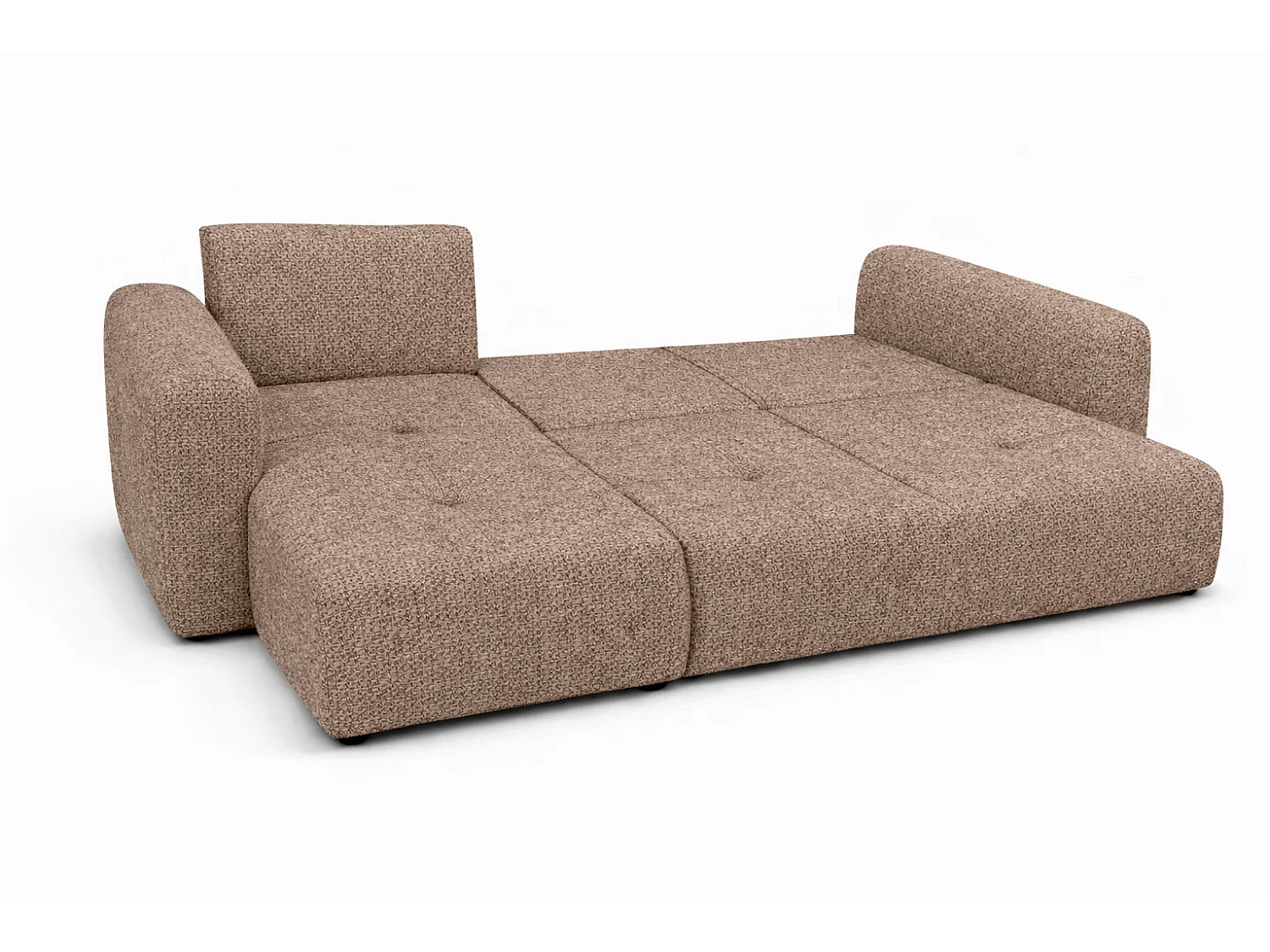 Divano angolare con funzione letto e contenitore, Divano a L Bingo L, tessuto chenille Artico, Beige, Sinistra