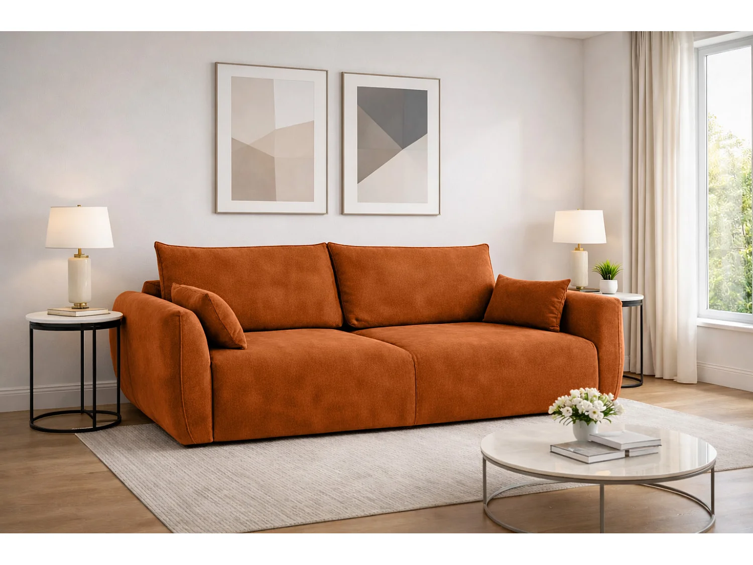 Sofa met slaapfunctie en opbergruimte, veloursstof Salvador, Bruin, Zephira