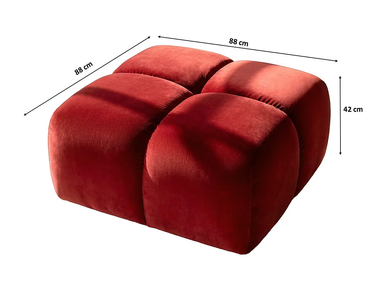 Pufa, podnóżek, tkanina welurowa Bluvel, Bordowy, Averro