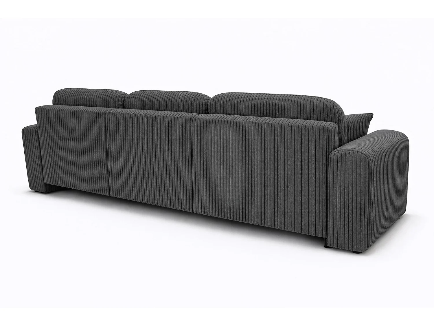 Narożnik w kształcie L z funkcją spania i pojemnikiem Bingo L, tkanina sztruksowa Poso, Szary, Prawy