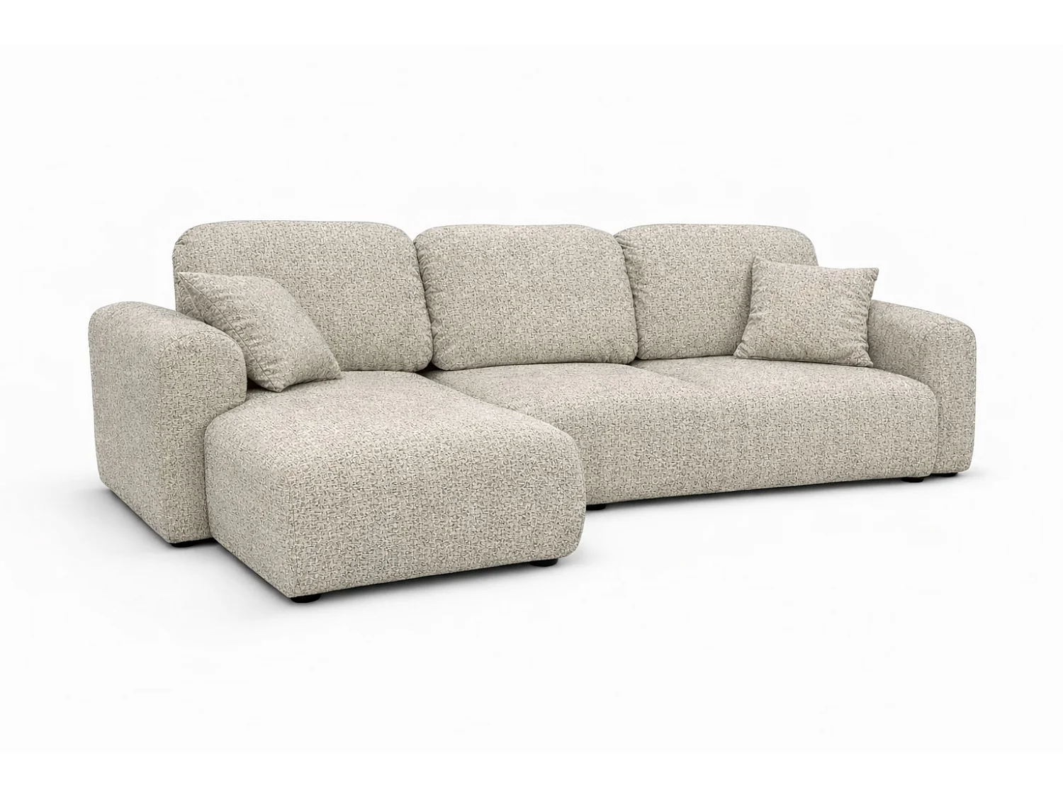 Divano angolare con funzione letto e contenitore, Divano a L Bingo L, tessuto chenille Artico, Nata, Sinistra