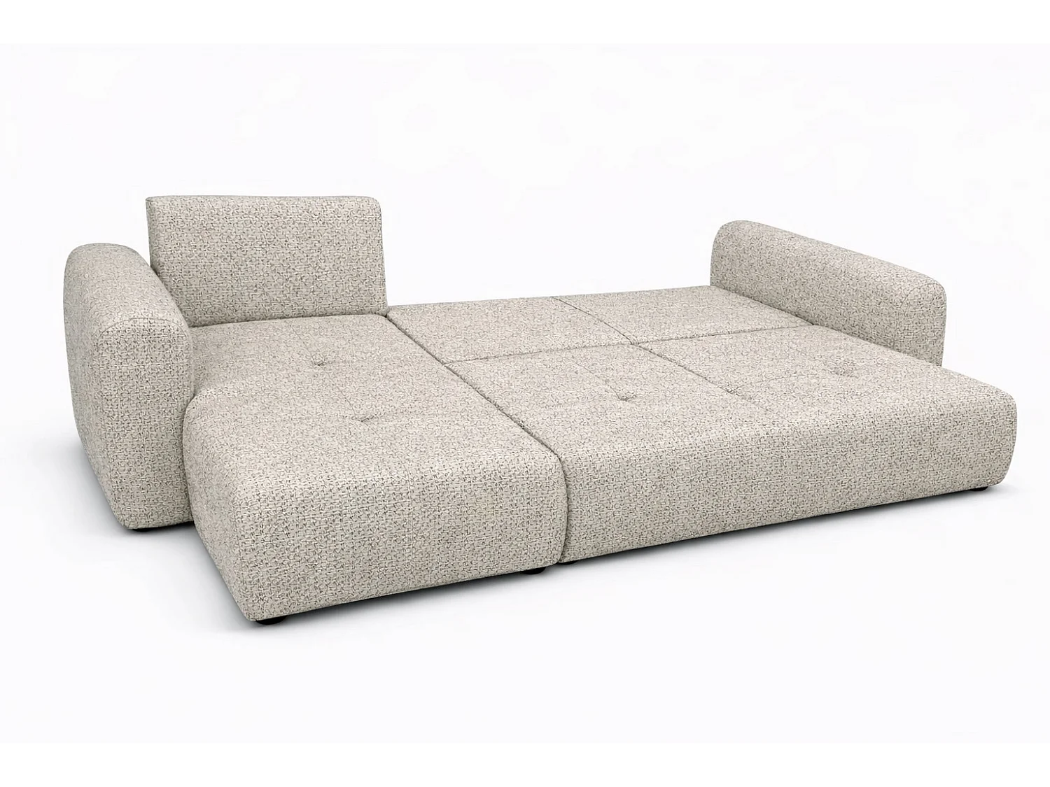 Divano angolare con funzione letto e contenitore, Divano a L Bingo L, tessuto chenille Artico, Nata, Sinistra