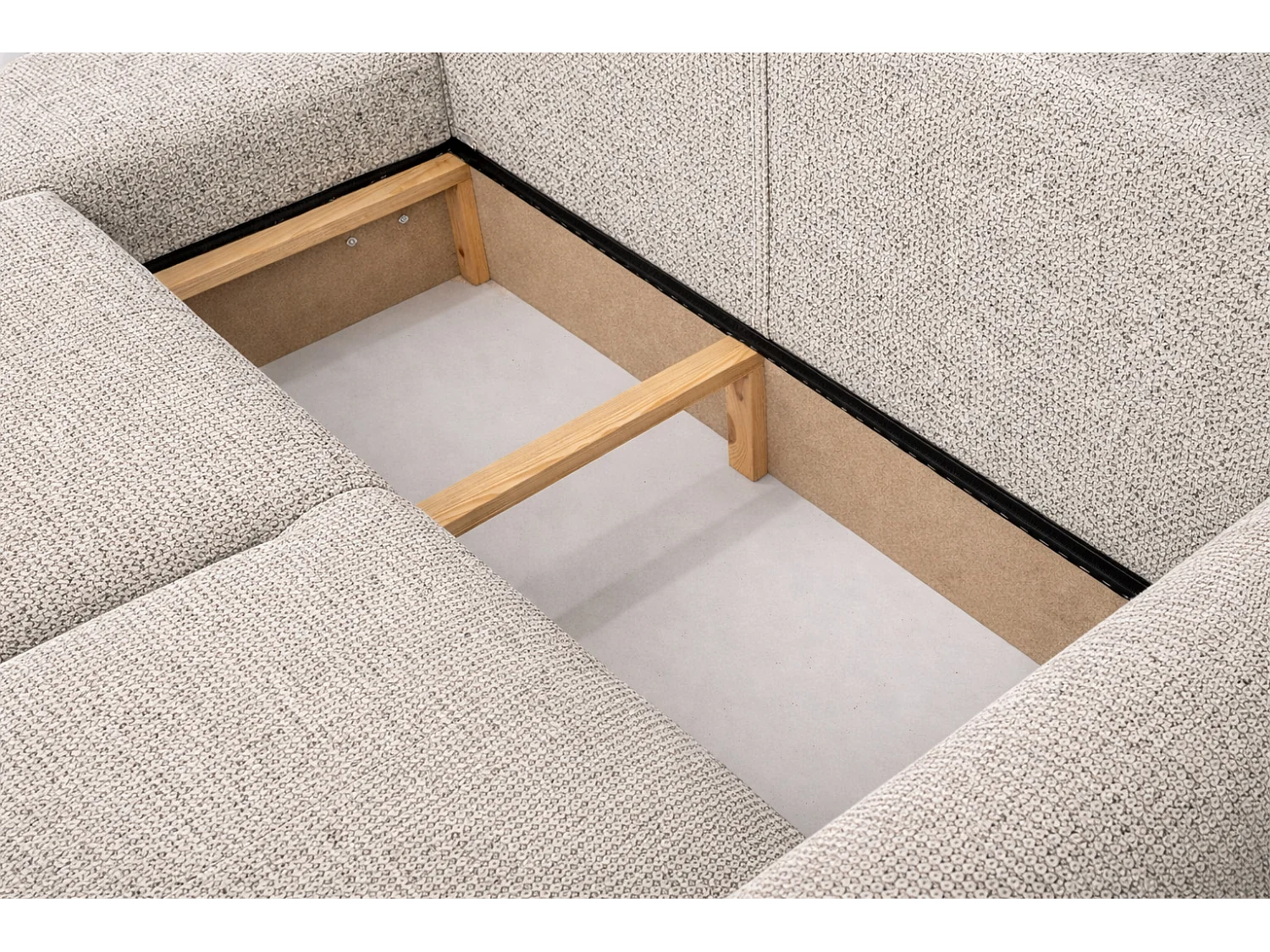 Divano angolare con funzione letto e contenitore, Divano a L Bingo L, tessuto chenille Artico, Nata, Sinistra