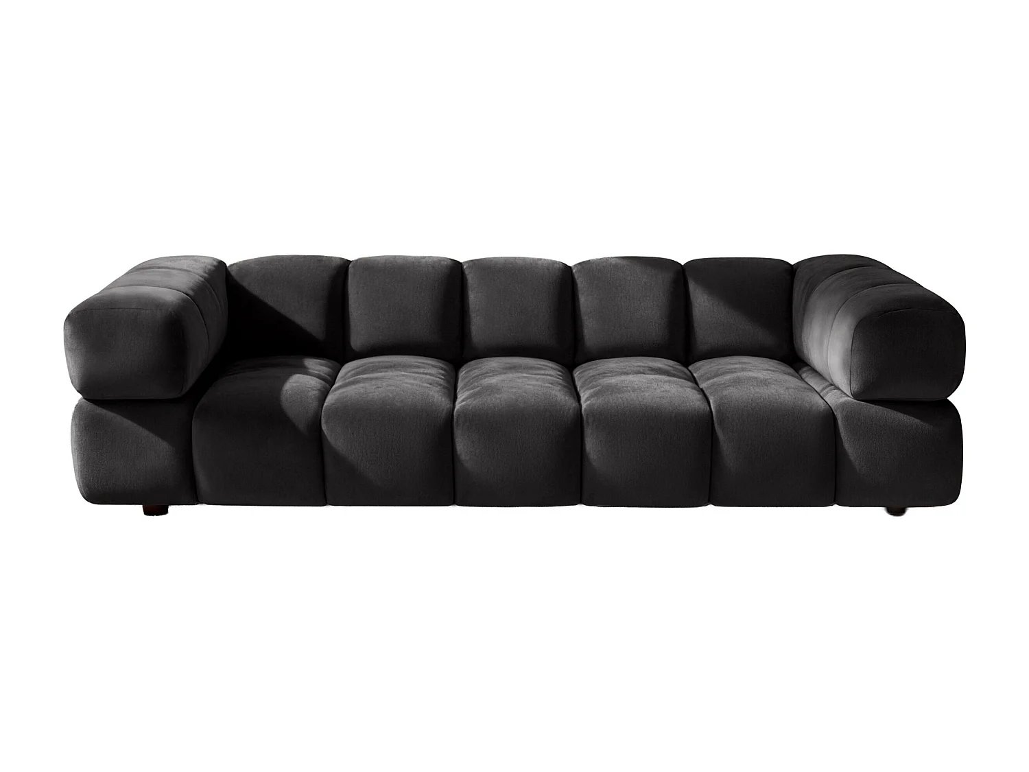 Canapé 4 places, Velours Bluvel, Noir, Averro