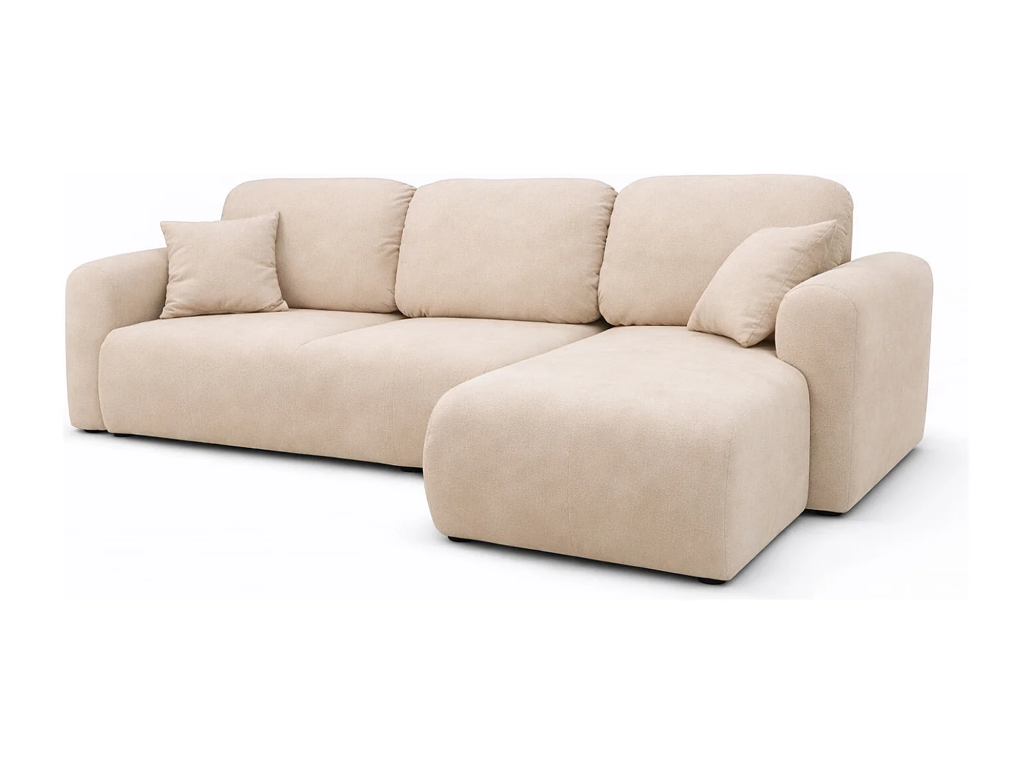 Narożnik w kształcie L z funkcją spania i pojemnikiem Bingo L, tkanina welurowa Salvador, Beżowy, Prawy