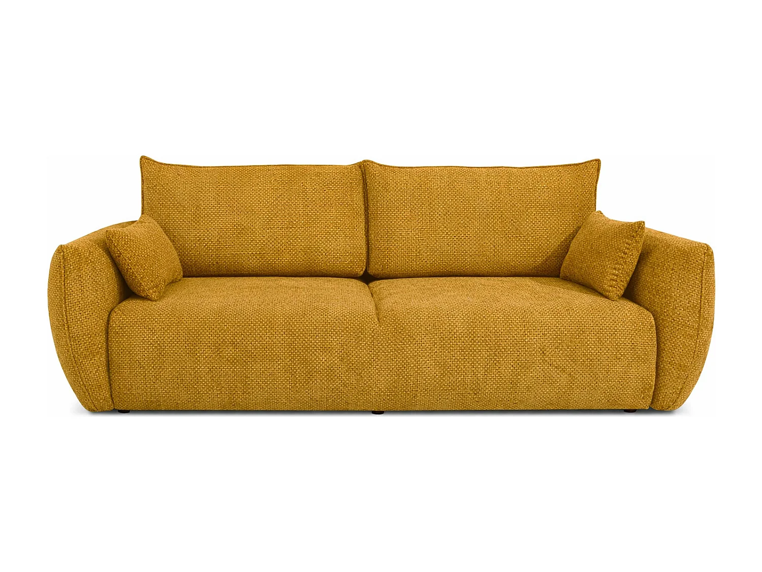 Bank met slaapfunctie en opbergruimte, chenille stof Flow, geel, Zephira