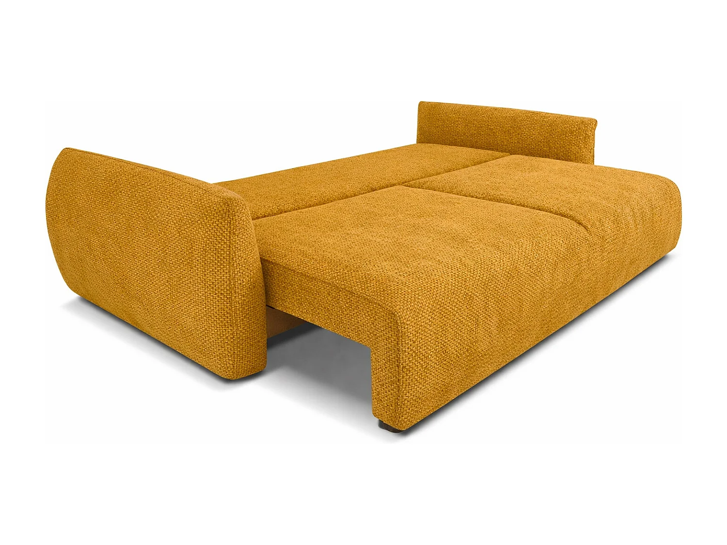 Bank met slaapfunctie en opbergruimte, chenille stof Flow, geel, Zephira