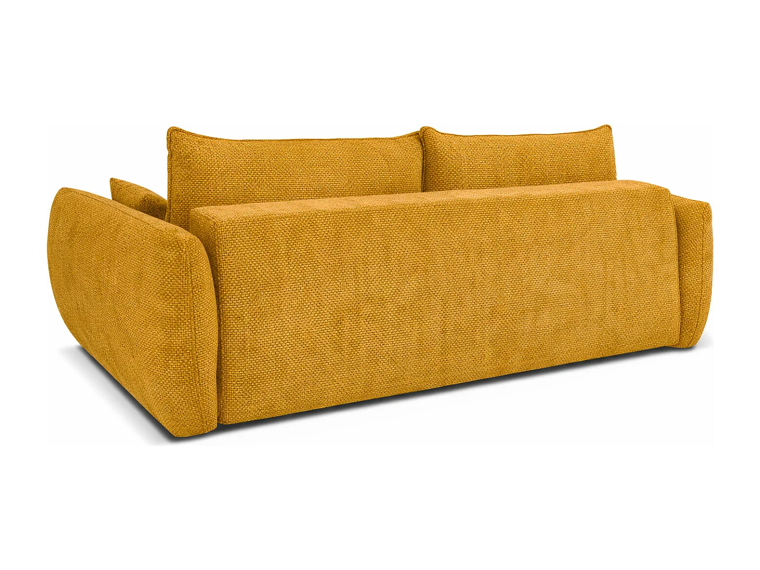 Bank met slaapfunctie en opbergruimte, chenille stof Flow, geel, Zephira