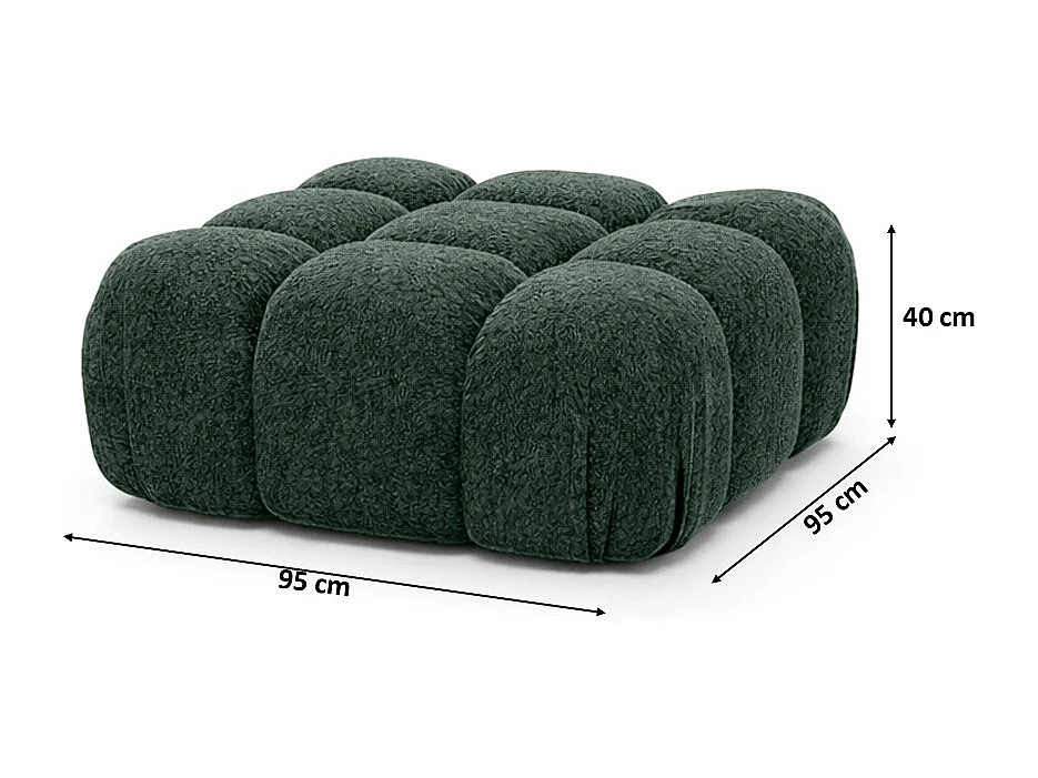 Pufa modułowa, tkanina bukla Abriamo, Ciemnozielony, Selia