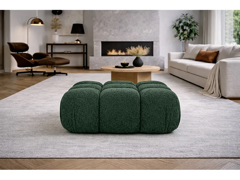 Pufa modułowa, tkanina bukla Abriamo, Ciemnozielony, Selia