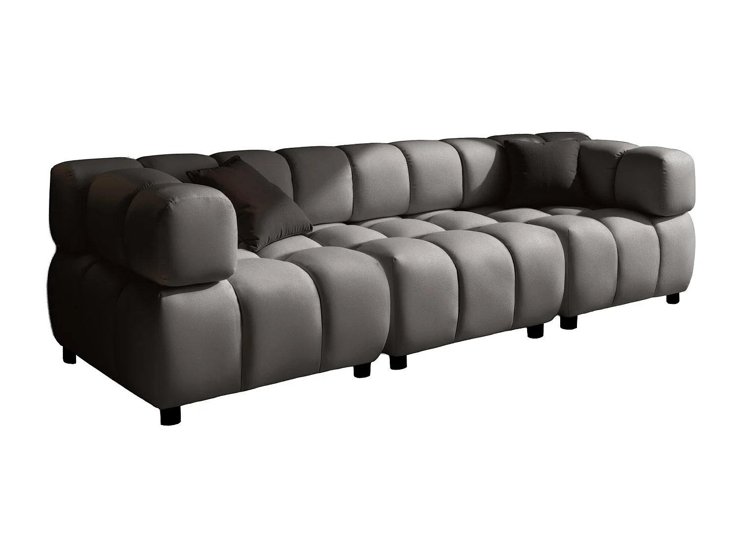 Canapé modulaire 4 places, Velours Bluvel, Gris cendré, Bolla