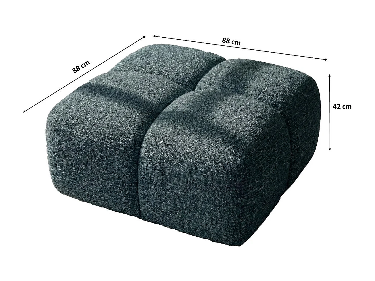 Hocker, Poef, Chenille stof Puente, Petrol, Averro