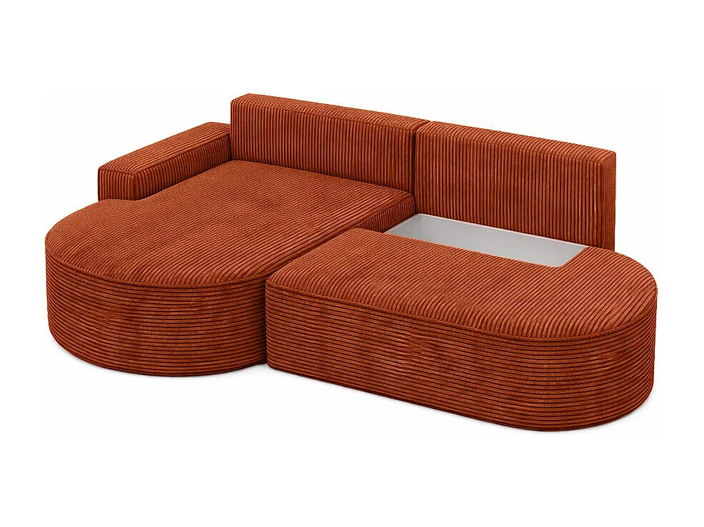 Canapé d’angle Modena Pro – confort et style au design moderne, tissu Poso, Cuivre, Gauche