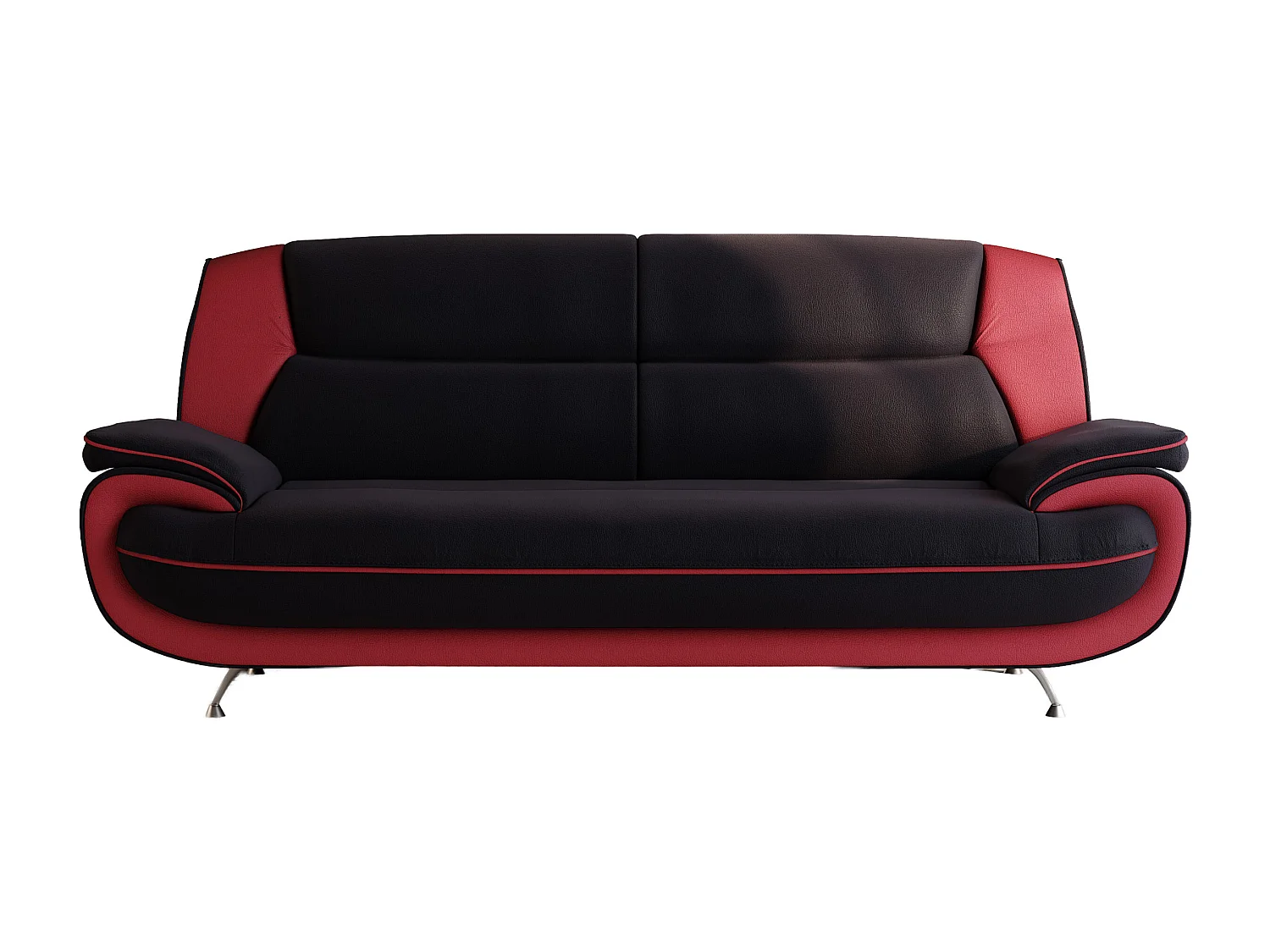 3-zits bank, stof Soft, zwart + rood, Palermo