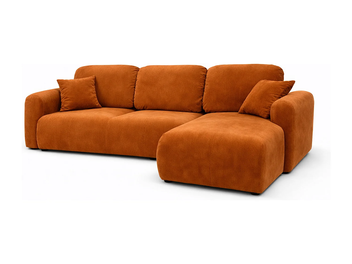 Narożnik w kształcie L z funkcją spania i pojemnikiem Bingo L, tkanina welurowa Salvador, Brązowy, Prawy