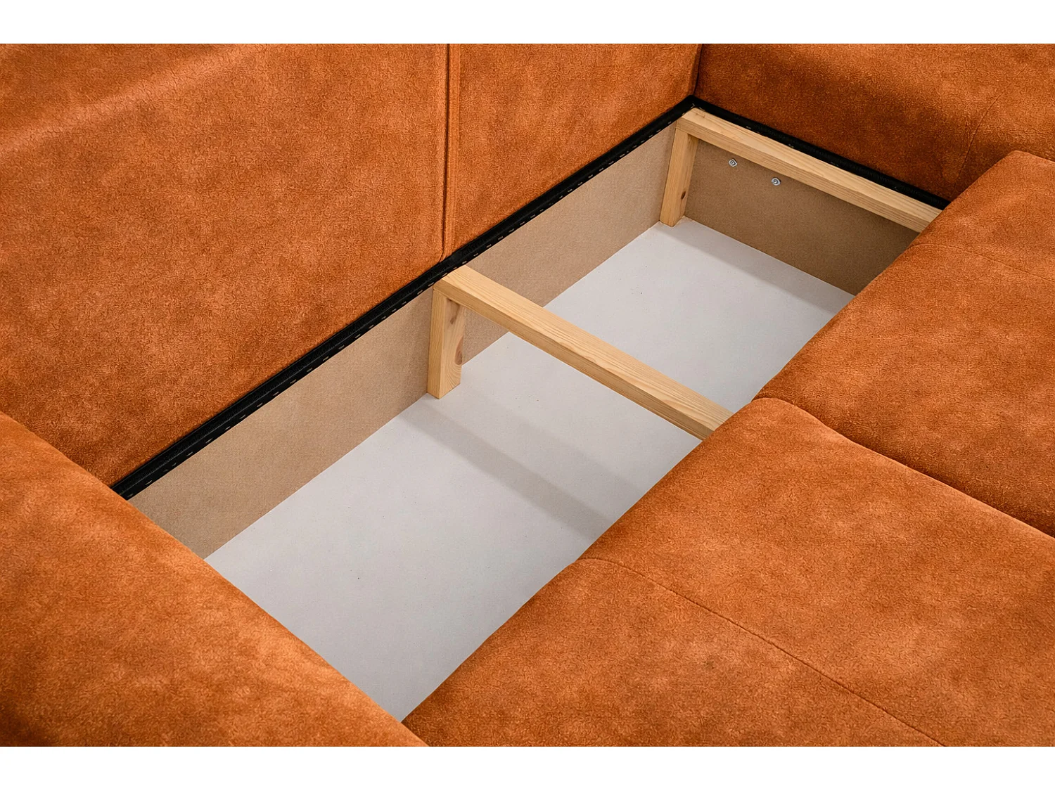 Narożnik w kształcie L z funkcją spania i pojemnikiem Bingo L, tkanina welurowa Salvador, Brązowy, Prawy