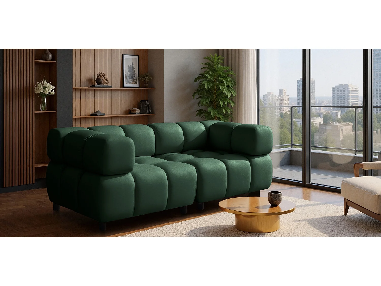 Modulaire bank 3-zits, Veloursstof Bluvel, Groen, Bolla