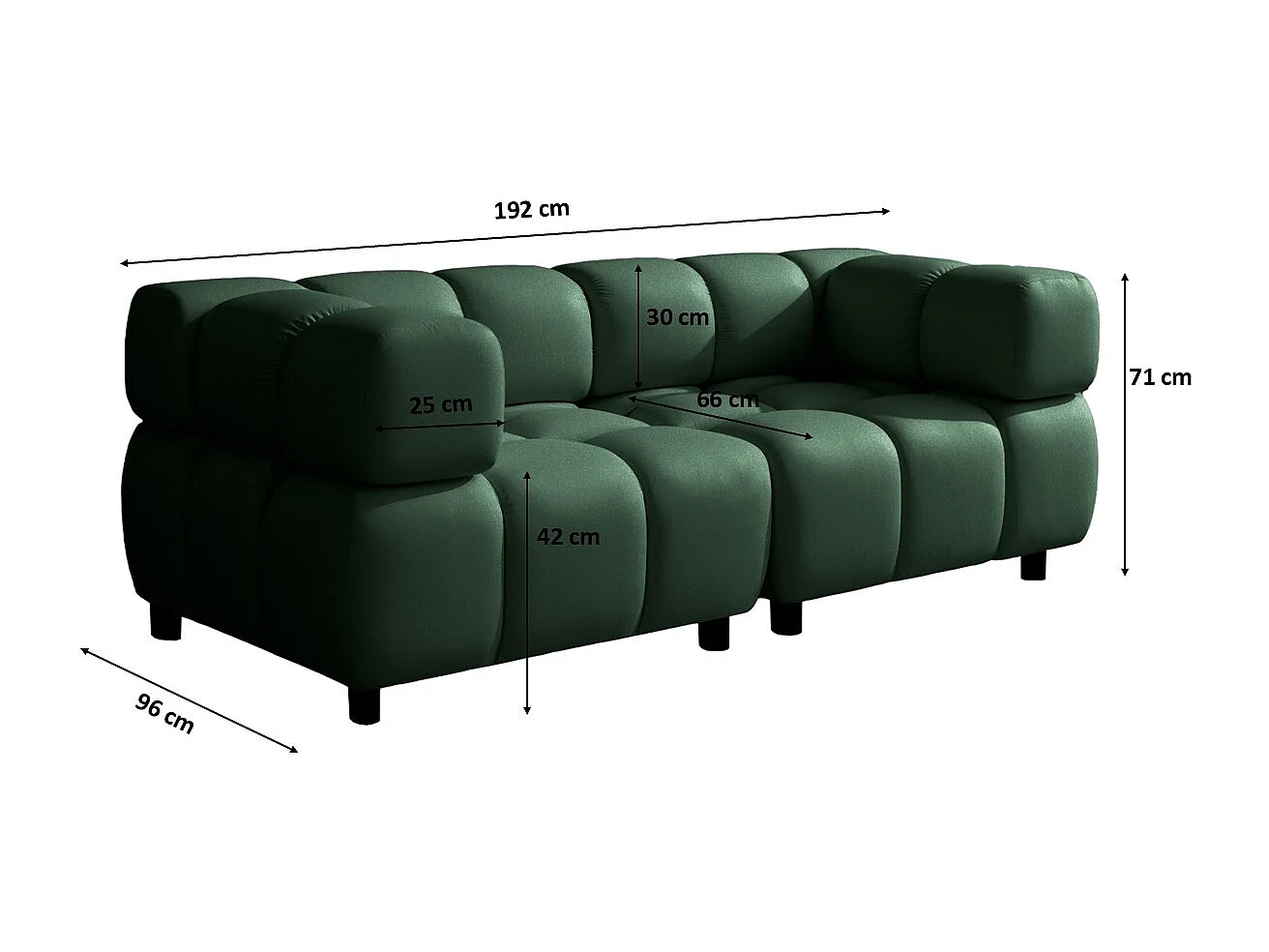 Modulaire bank 3-zits, Veloursstof Bluvel, Groen, Bolla