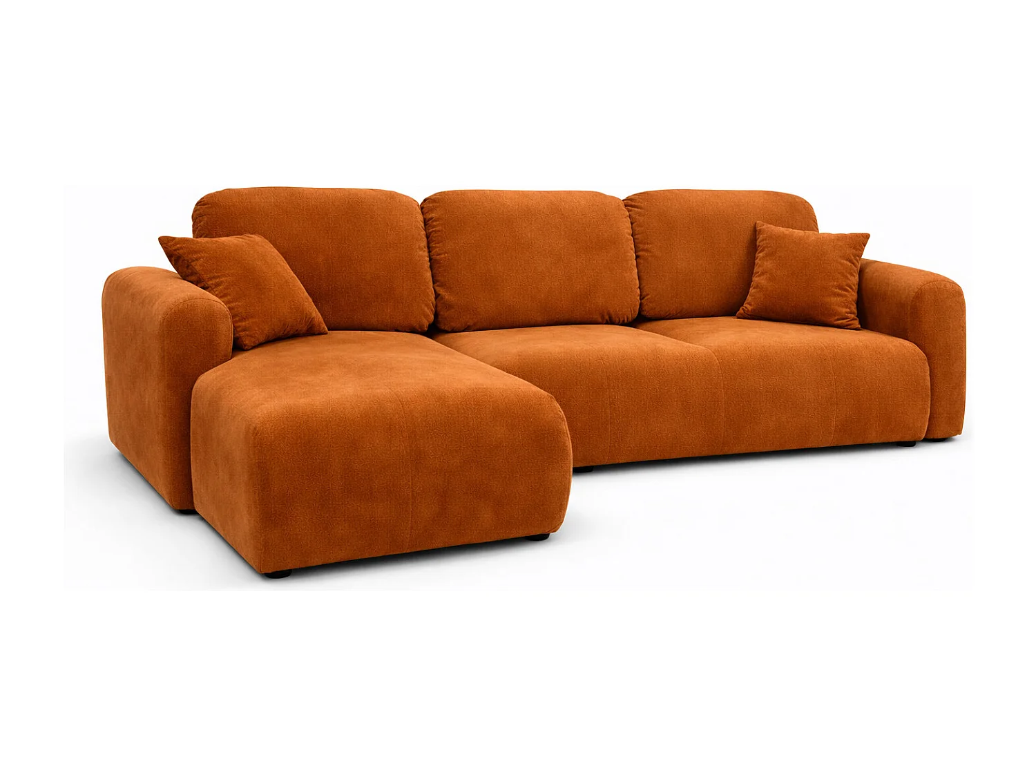 Narożnik w kształcie L z funkcją spania i pojemnikiem Bingo L, tkanina welurowa Salvador, Brązowy, Lewy