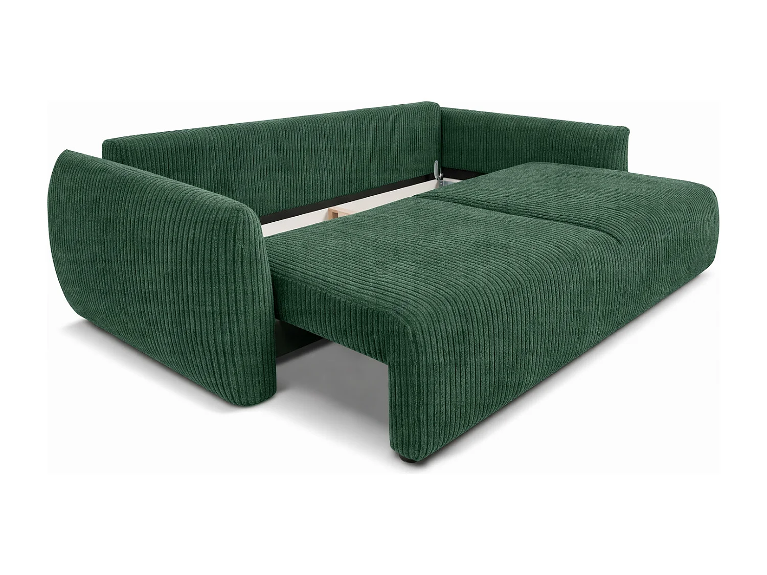 Sofa z funkcją spania i pojemnikiem, tkanina sztruksowa Poso, Zielony, Zephira