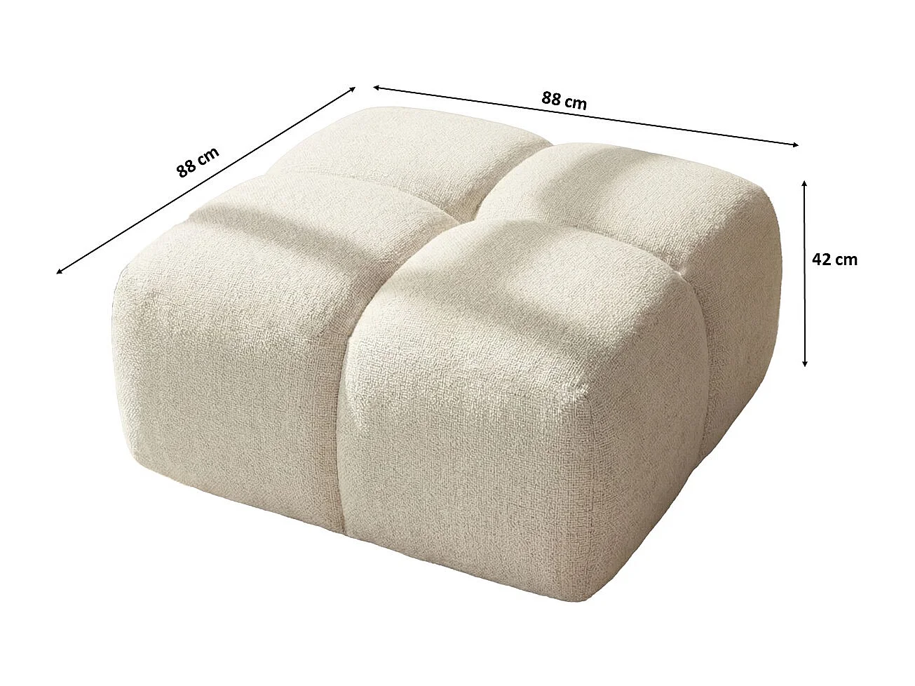 Hocker, Poef, Chenille stof Puente, Ecru, Averro