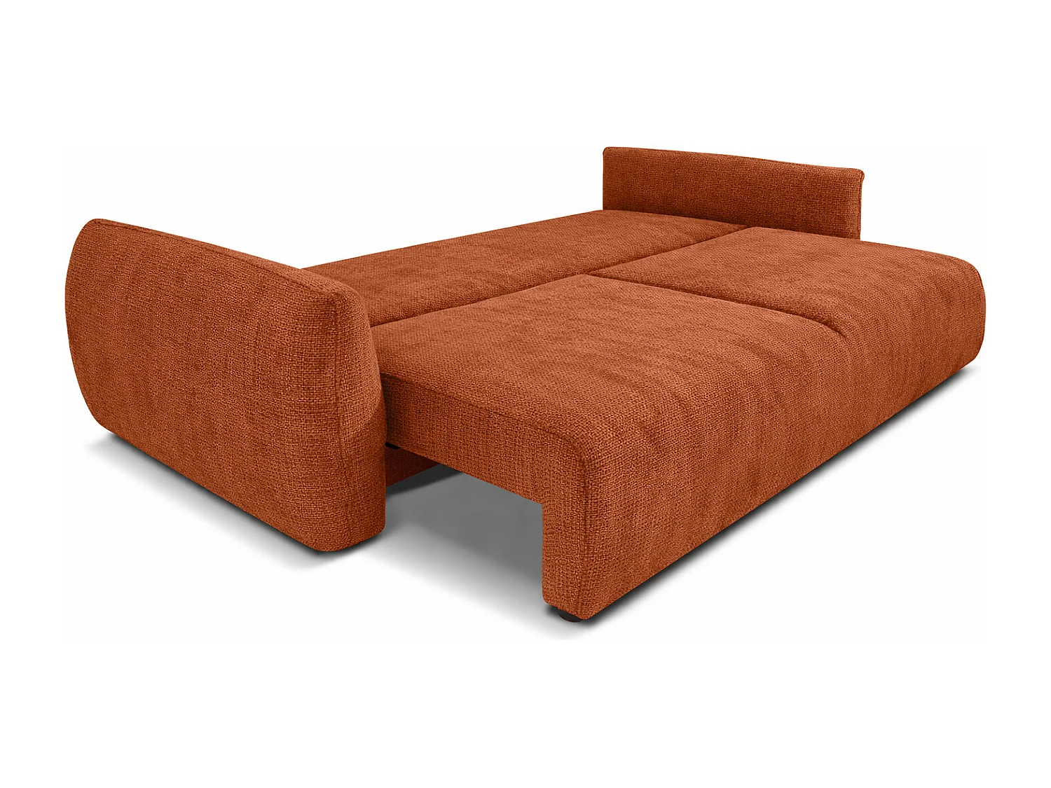 Bank met slaapfunctie en opbergruimte, chenille stof Flow, koper, Zephira